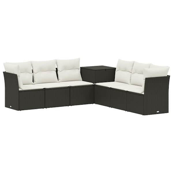 vidaXL Diivanikomplekt 7 tk Must ja kreemvalge Pol&uuml; rattan ja teras