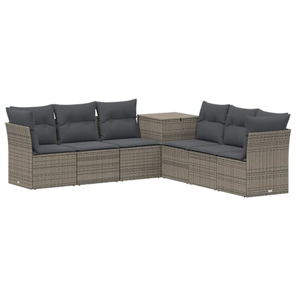 vidaXL Diivanikomplekt 7 tk Hall ja tumehall Pol&uuml; rattan ja teras