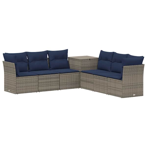 vidaXL Diivanikomplekt 7 tk Hall ja tumesinine Pol&uuml; rattan ja teras