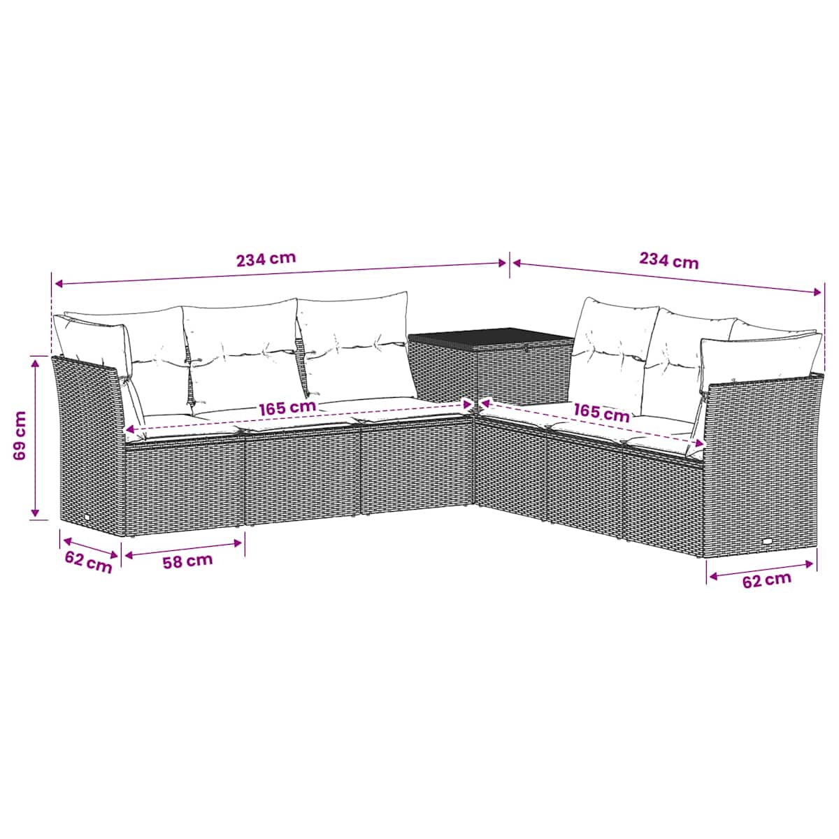 Sofa Sæt 7 stk. 234 x 234 x 85 cm - Billede 9