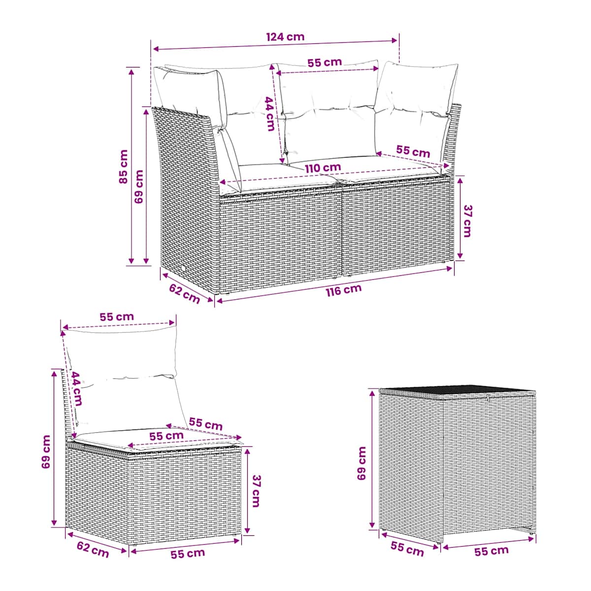 Sofa Sæt 7 stk. 234 x 234 x 85 cm - Billede 10