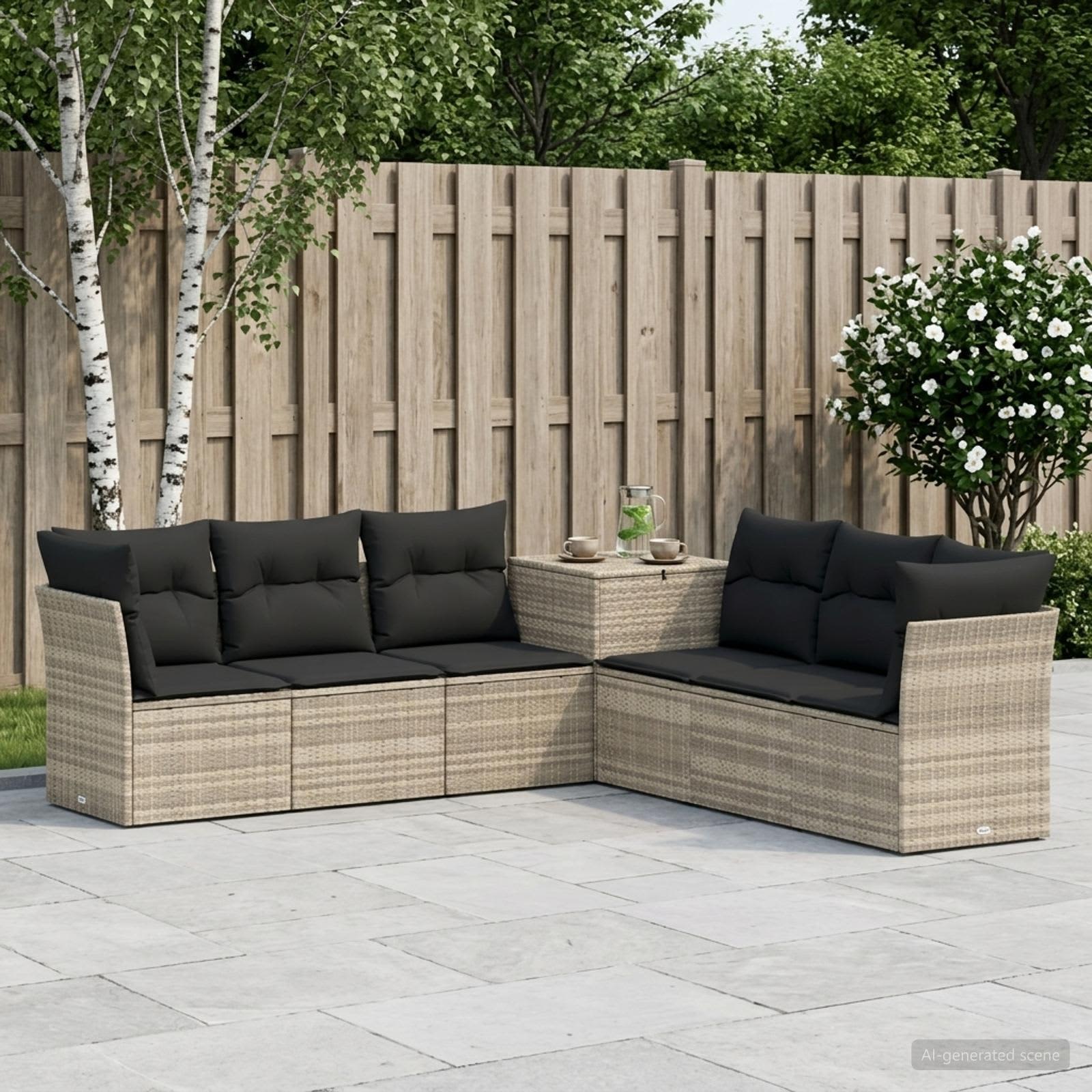 vidaXL Sofa Set 7 pcs Hellgrau und Dunkelgrau Polyrattan und Stahl