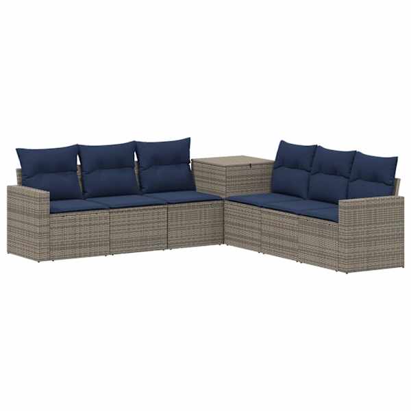 vidaXL Diivanikomplekt 7 tk Hall ja tumesinine Pol&uuml; rattan ja teras