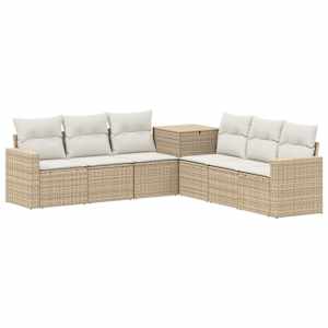 vidaXL Diivanikomplekt 7 tk Bež ja koorevalge Pol&uuml; rattan ja teras
