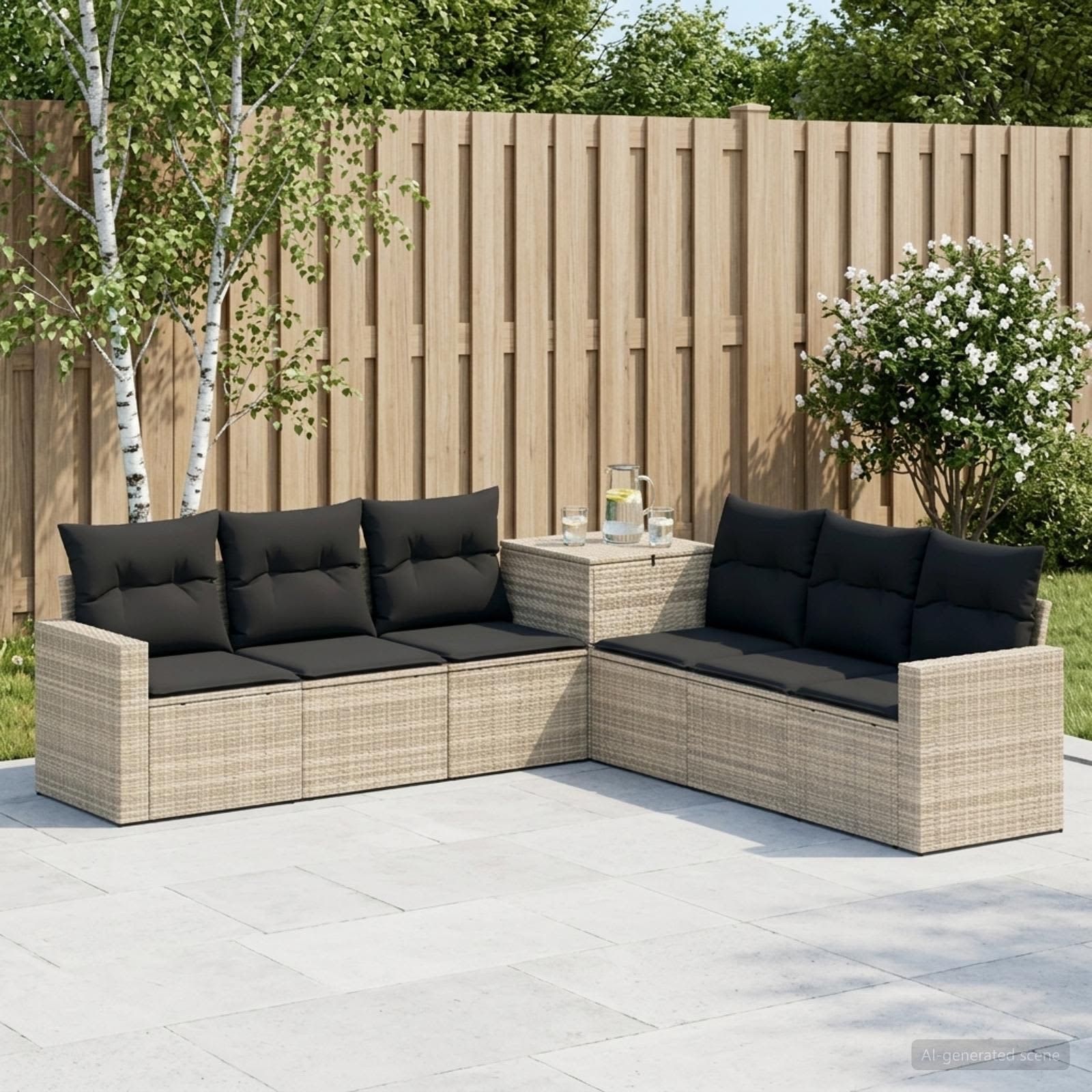 vidaXL Sofa Set 7 pcs Hellgrau und Dunkelgrau Polyrattan und Stahl
