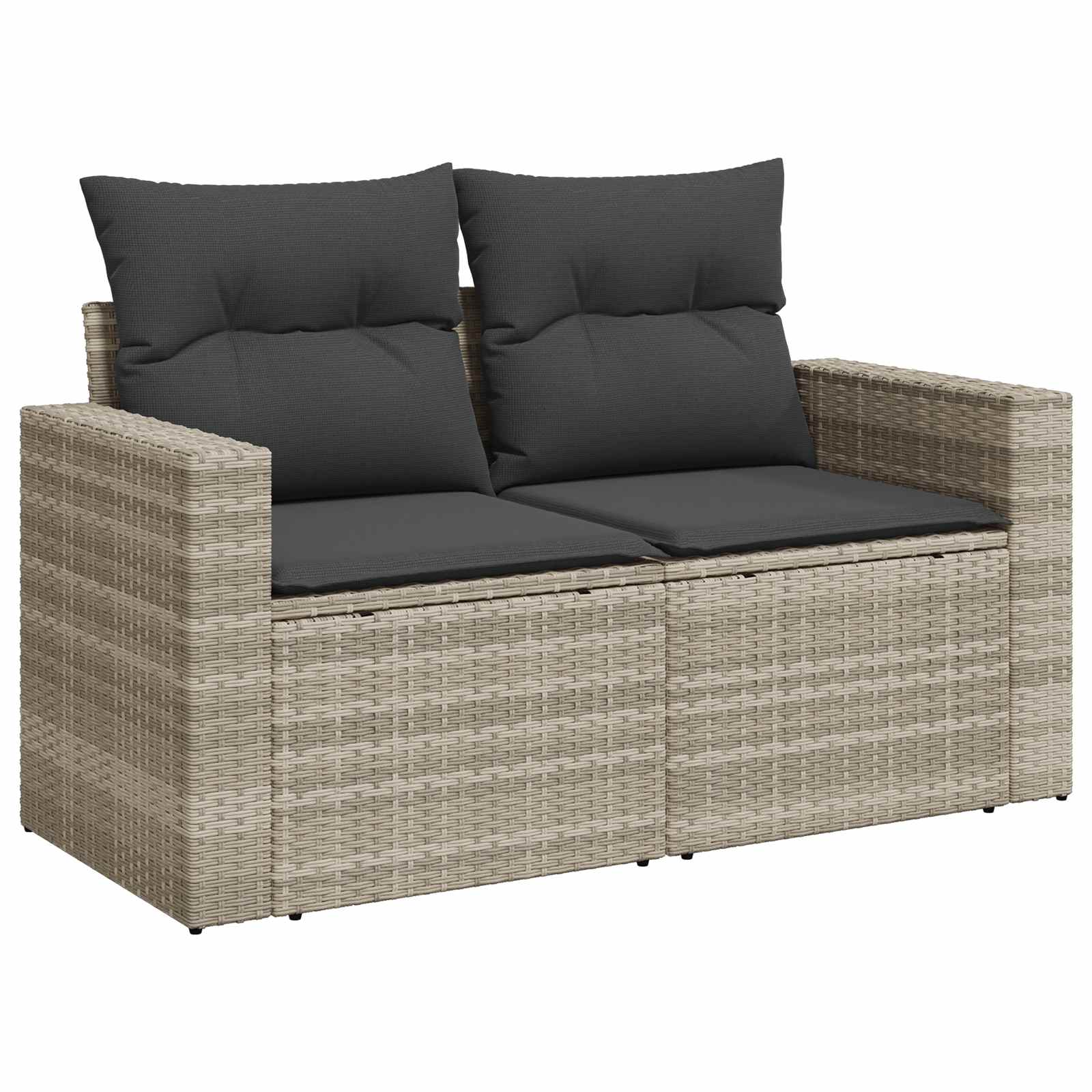 Diivanikomplekt 7 pcs Helehall ja tumehall Polü rattan ja teras 2 Kõik vajalik sinu aeda ja koju! Diivanikomplekt 7 pcs Helehall ja tumehall Polü rattan ja teras - Image 2