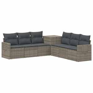 vidaXL Diivanikomplekt 7 tk Hall ja tumehall Pol&uuml; rattan ja teras
