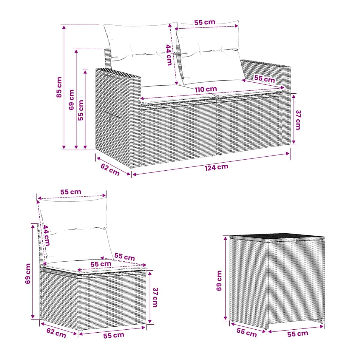 Sofa Sæt 7 stk. 234 x 234 x 85 cm - Billede 10