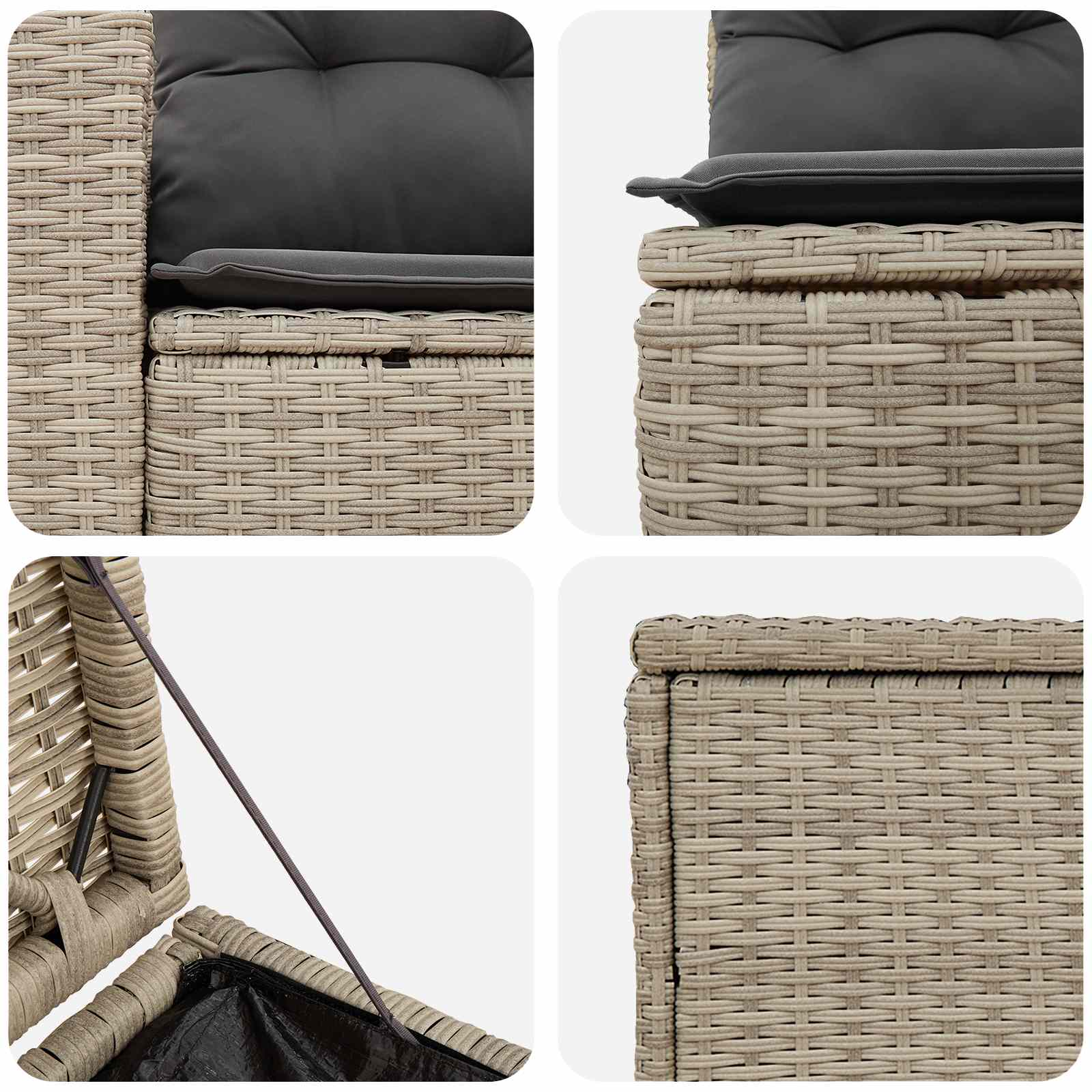 Diivanikomplekt 7 pcs Helehall ja tumehall Polü rattan ja teras 5 Kõik vajalik sinu aeda ja koju! Diivanikomplekt 7 pcs Helehall ja tumehall Polü rattan ja teras - Image 5
