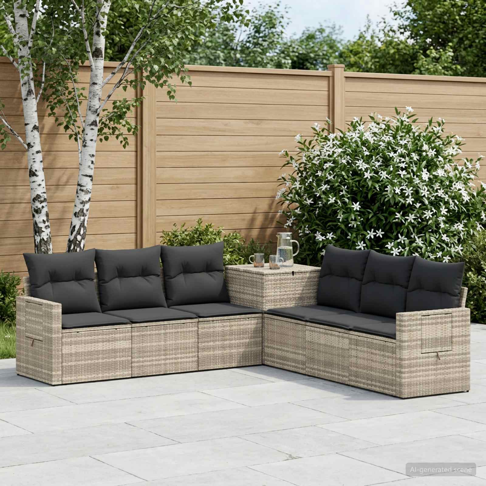 vidaXL Sofa Set 7 pcs Hellgrau und Dunkelgrau Polyrattan und Stahl