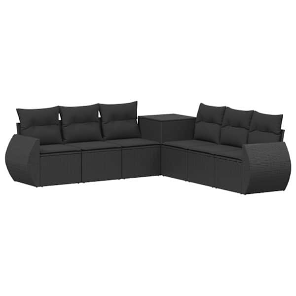 vidaXL Diivanikomplekt 7 tk Must Pol&uuml; rattan ja teras