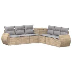 vidaXL Diivanikomplekt 7 tk Beež ja heledhall Pol&uuml; rattan ja teras