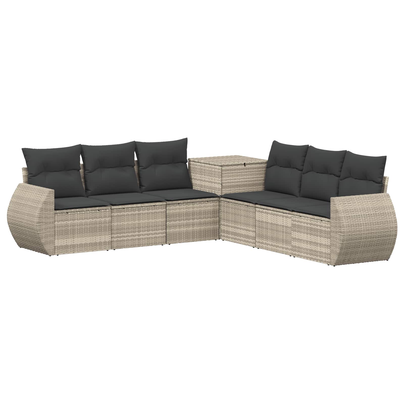 Diivanikomplekt 7 pcs Helehall ja tumehall Polü rattan ja teras
