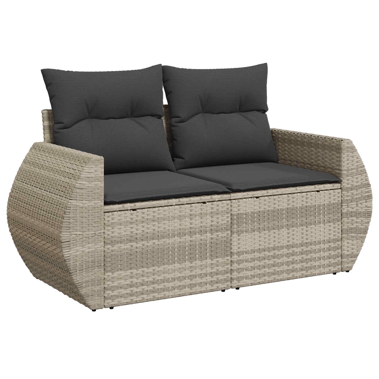 Diivanikomplekt 7 pcs Helehall ja tumehall Polü rattan ja teras 2 Kõik vajalik sinu aeda ja koju! Diivanikomplekt 7 pcs Helehall ja tumehall Polü rattan ja teras - Image 2