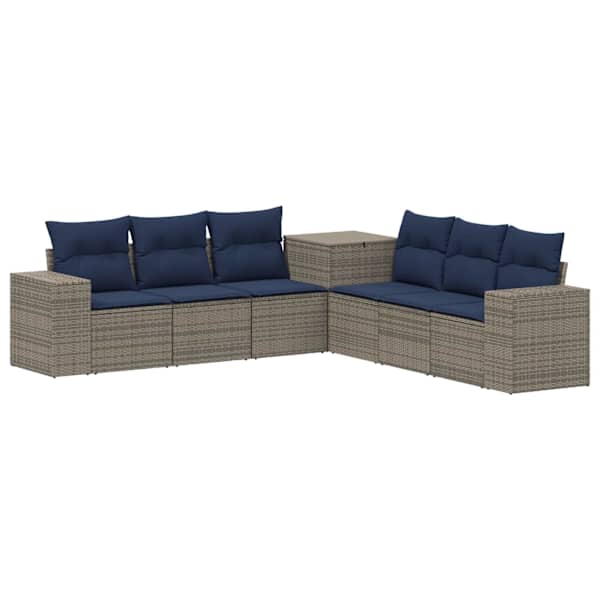 vidaXL Diivanikomplekt 7 tk Hall ja tumesinine Pol&uuml; rattan ja teras