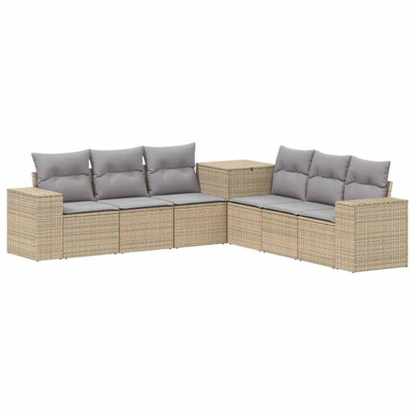 vidaXL Diivanikomplekt 7 tk Beež ja heledhall Pol&uuml; rattan ja teras