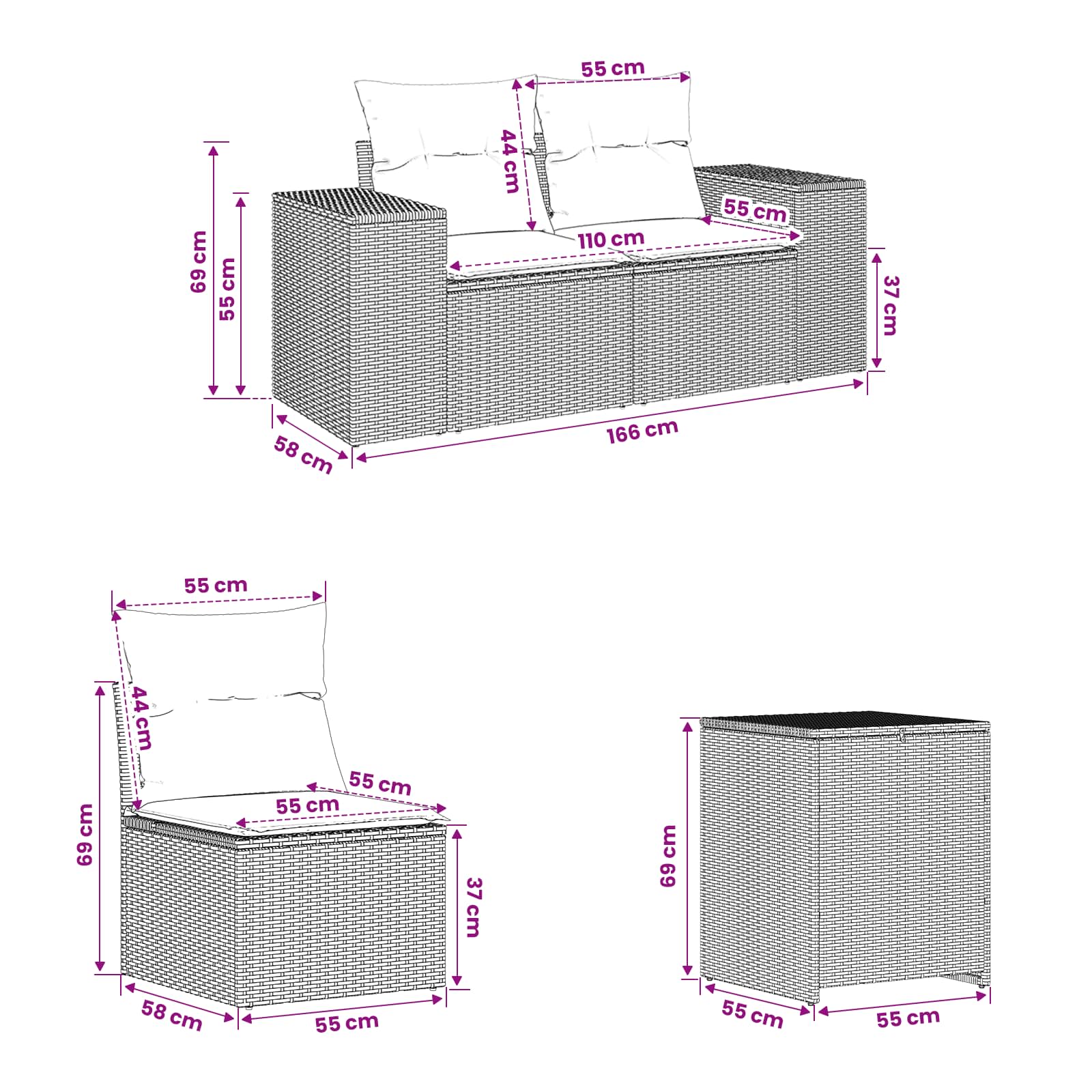 Diivanikomplekt 7 pcs Beež ja heledhall Polü rattan ja teras 9 Kõik vajalik sinu aeda ja koju! Diivanikomplekt 7 pcs Beež ja heledhall Polü rattan ja teras - Image 9