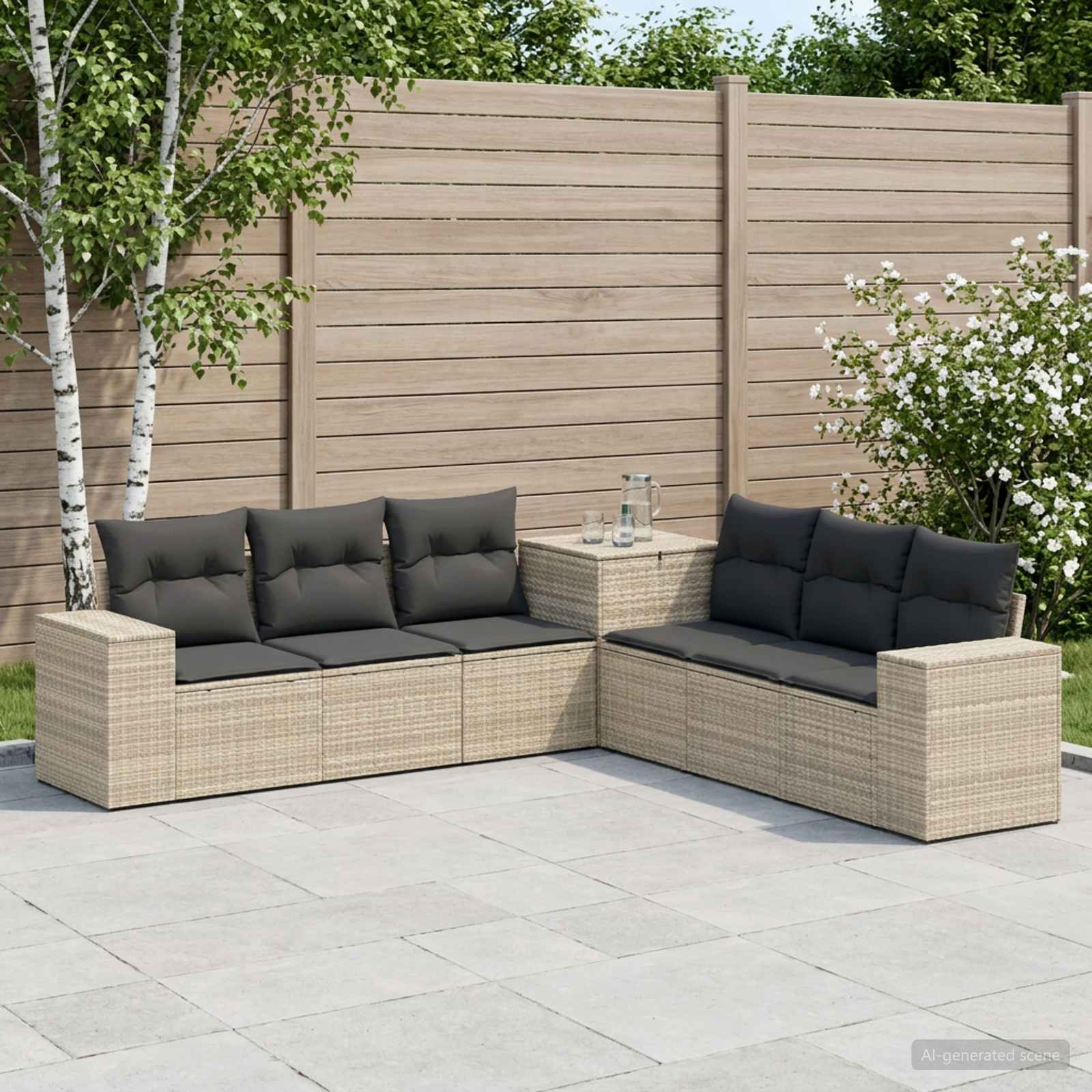 vidaXL Sofa Set 7 pcs Hellgrau und Dunkelgrau Polyrattan und Stahl