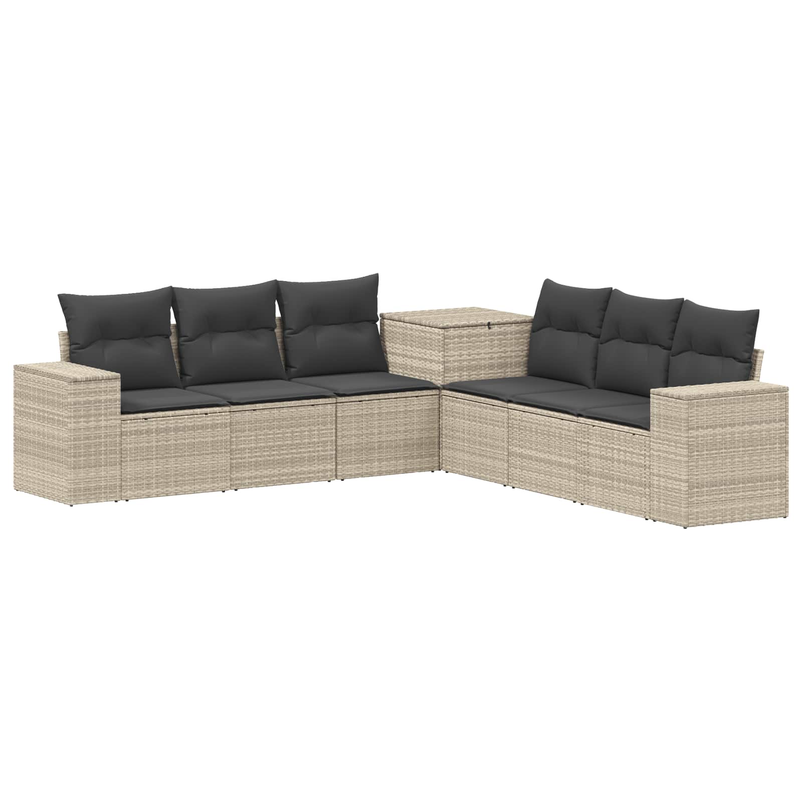 vidaXL Sofa Set 7 pcs Hellgrau und Dunkelgrau Polyrattan und Stahl – Bild 2