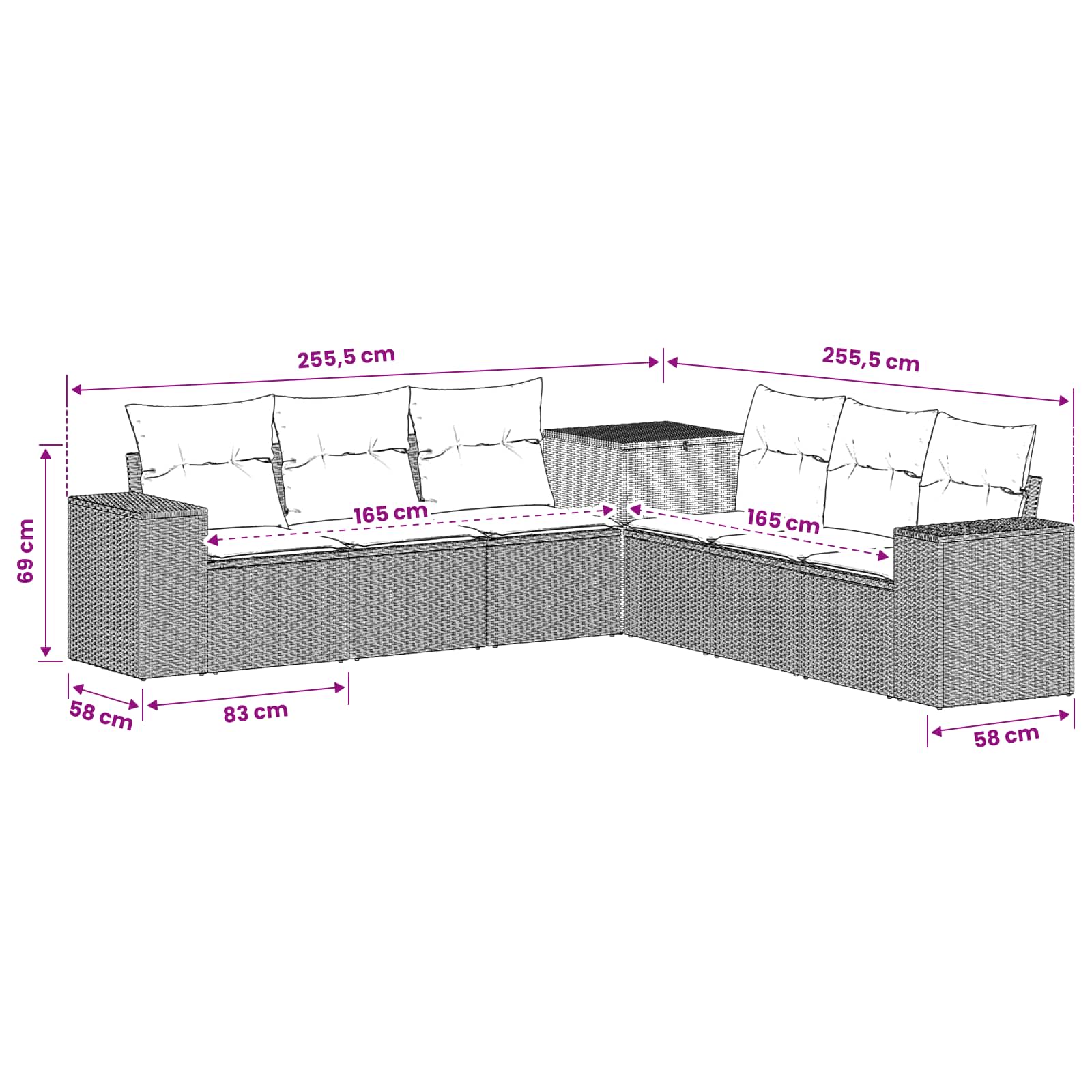 vidaXL Sofa Set 7 pcs Hellgrau und Dunkelgrau Polyrattan und Stahl – Bild 9