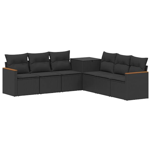 vidaXL Diivanikomplekt 7 tk Must Pol&uuml; rattan ja teras