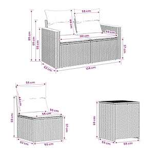 Set pohovek 7 ks Černá 123 x 62 x 69 cm Poly ratan a ocel - obrázek 10
