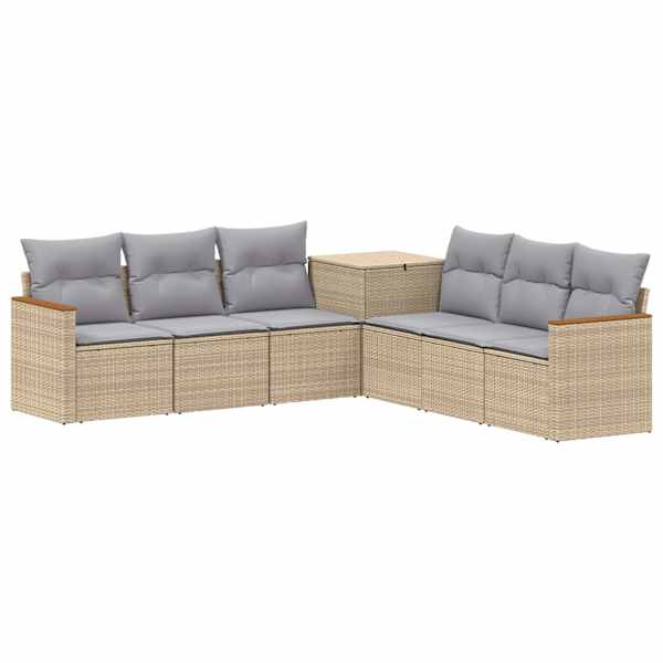 vidaXL Diivanikomplekt 7 tk Beež ja heledhall Pol&uuml; rattan ja teras