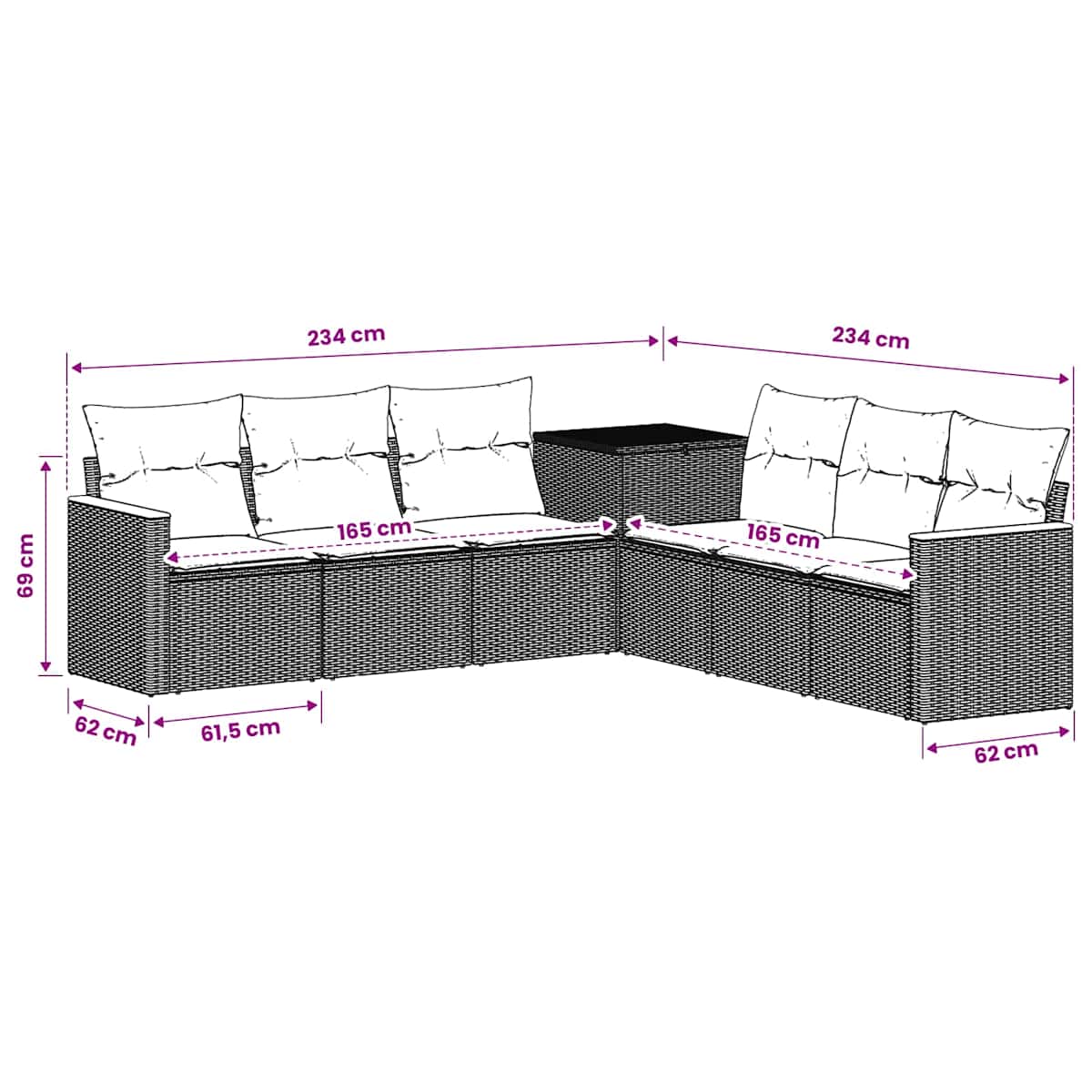 Sofa Sæt 7 stk. 123 x 62 x 69 cm - Billede 9