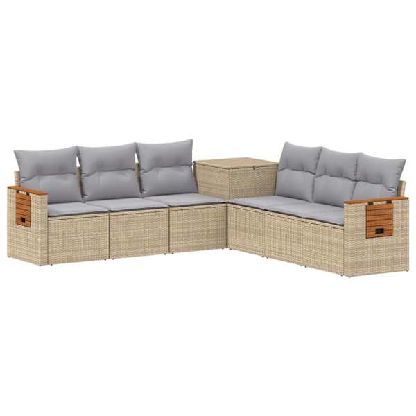 vidaXL Diivanikomplekt 7 tk Beež ja heledhall Pol&uuml; rattan ja teras