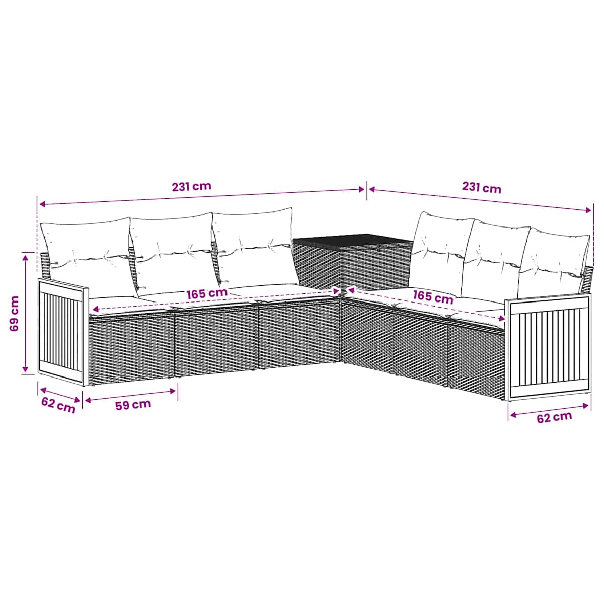 Sofa Sæt 7 stk. 118 x 62 x 69 cm - Billede 9