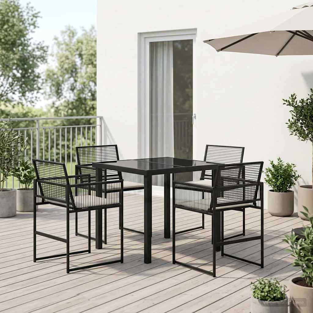 vidaXL Set de masă pentru grădină 5 pcs Negru poliratan