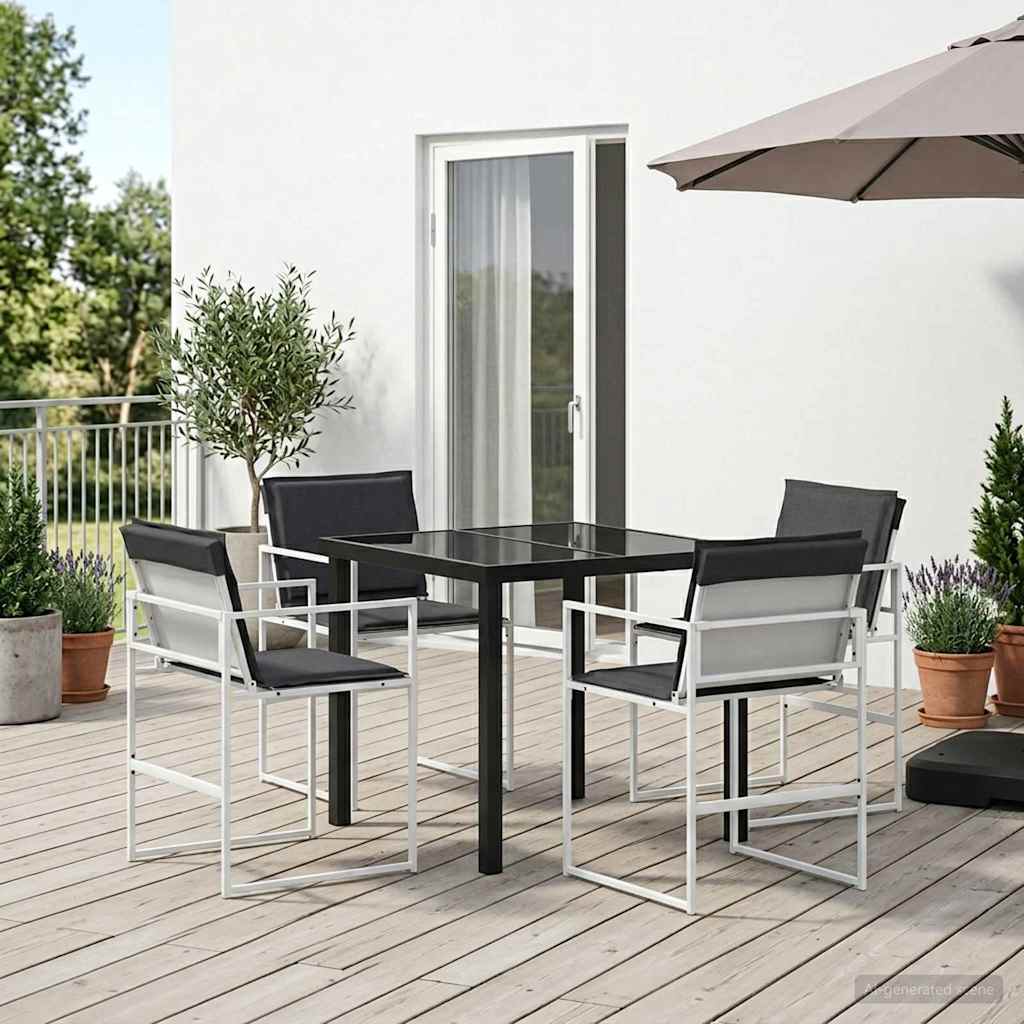 vidaXL Set de masă pentru grădină 5 pcs Alb și antracit