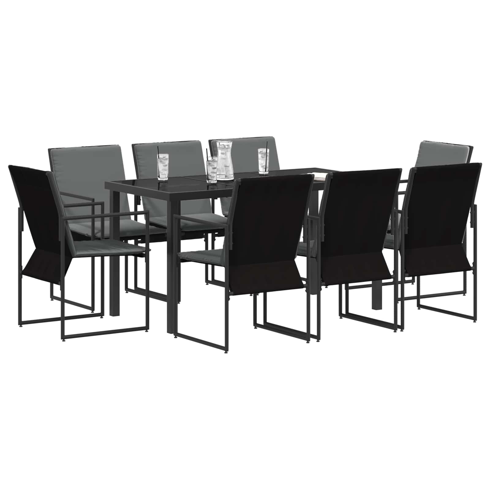 Zahradní jídelní souprava 9 pcs Černá a Antracit - obrázek 3