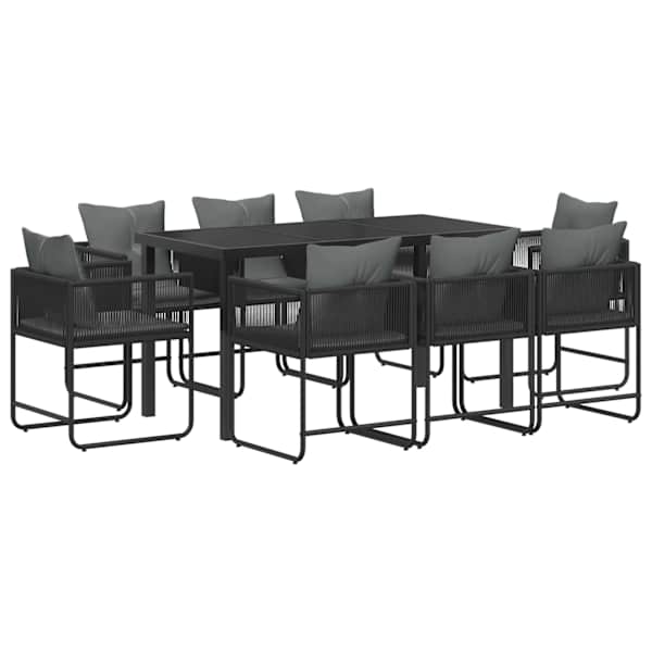 vidaXL Aia s&ouml;&ouml;gilaudade komplekt 9 tk Must ja Anthracite pol&uuml;rotang