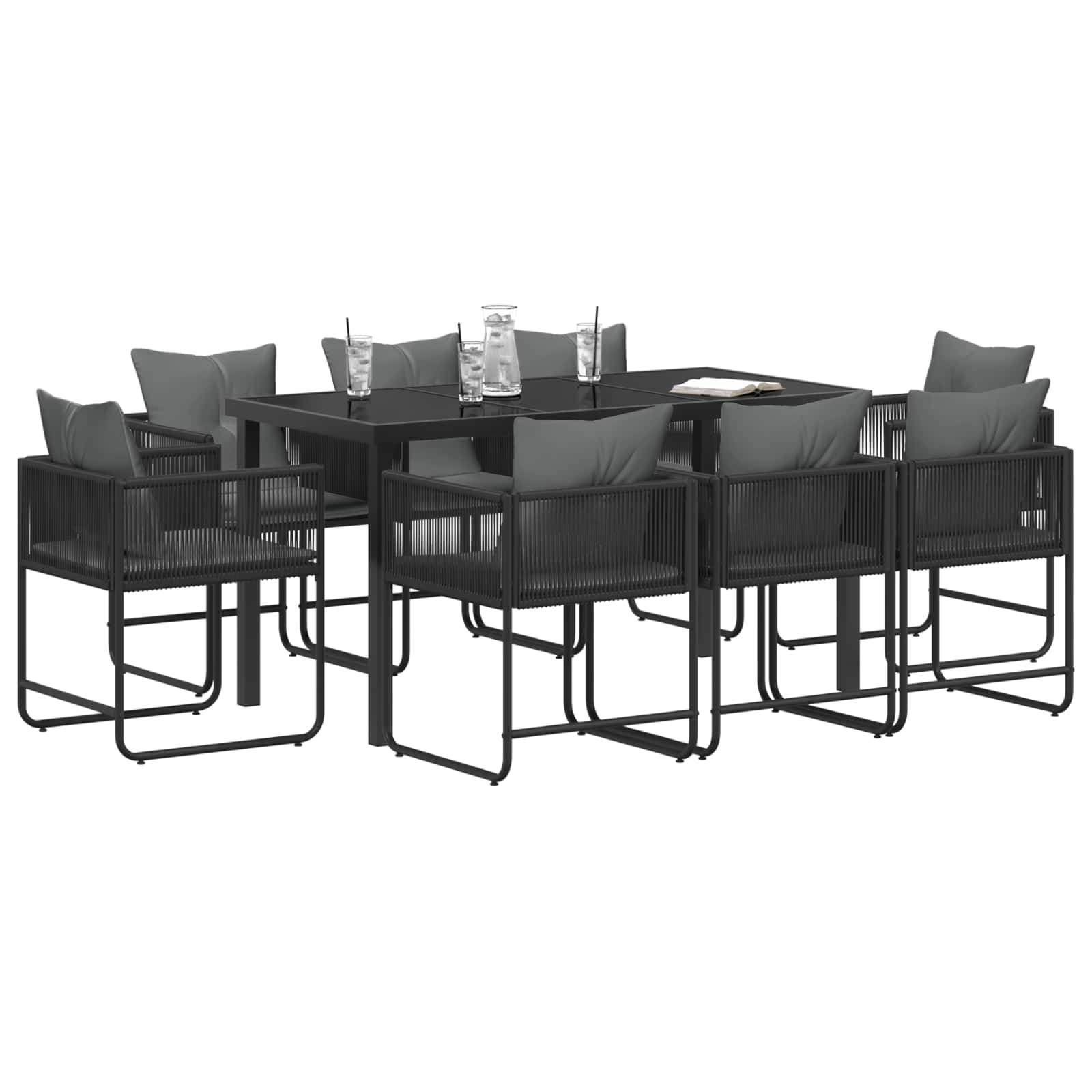 Zahradní jídelní souprava 9 pcs Černá a Antracit - obrázek 3