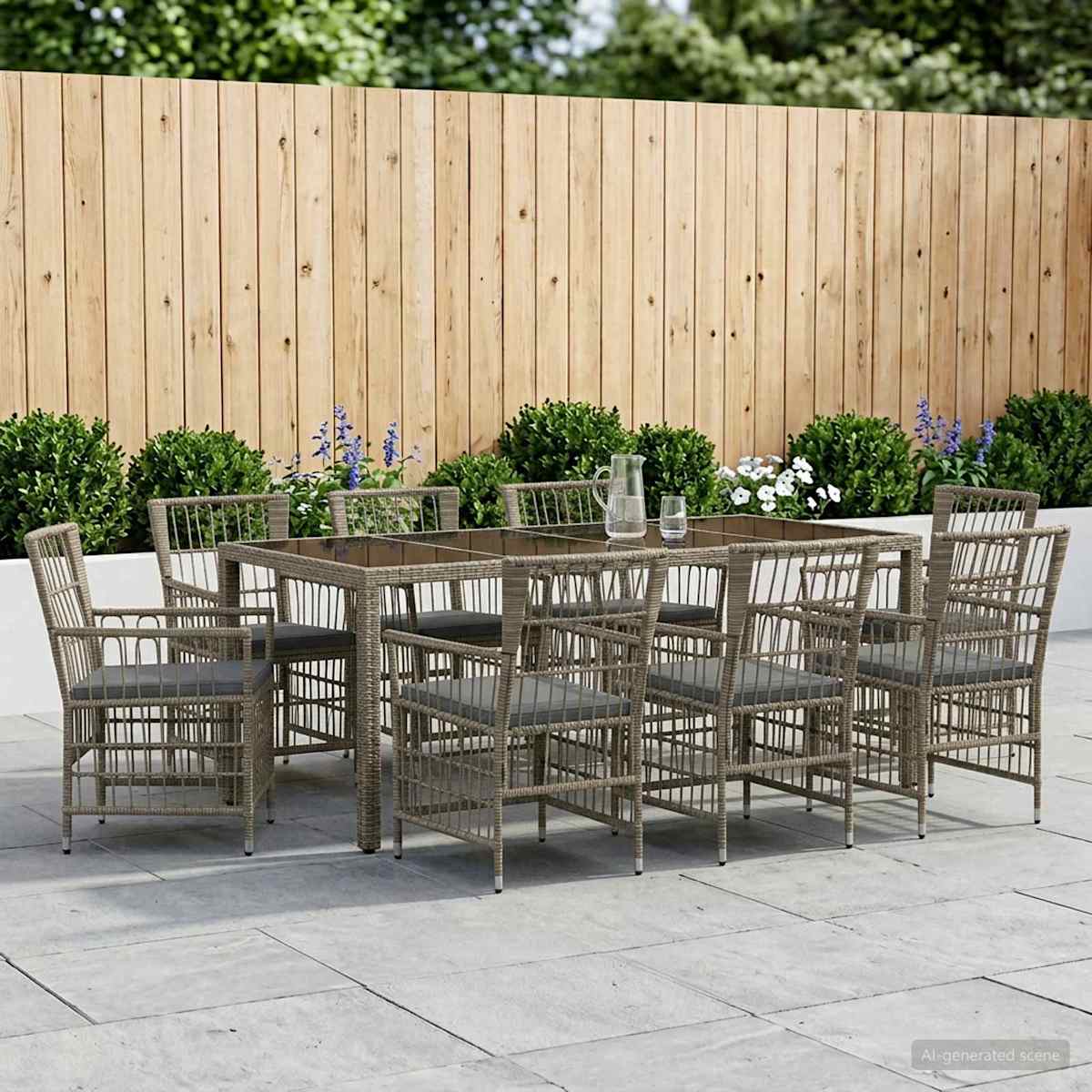 Udendørs spise sæt 9 stk. polyrattan