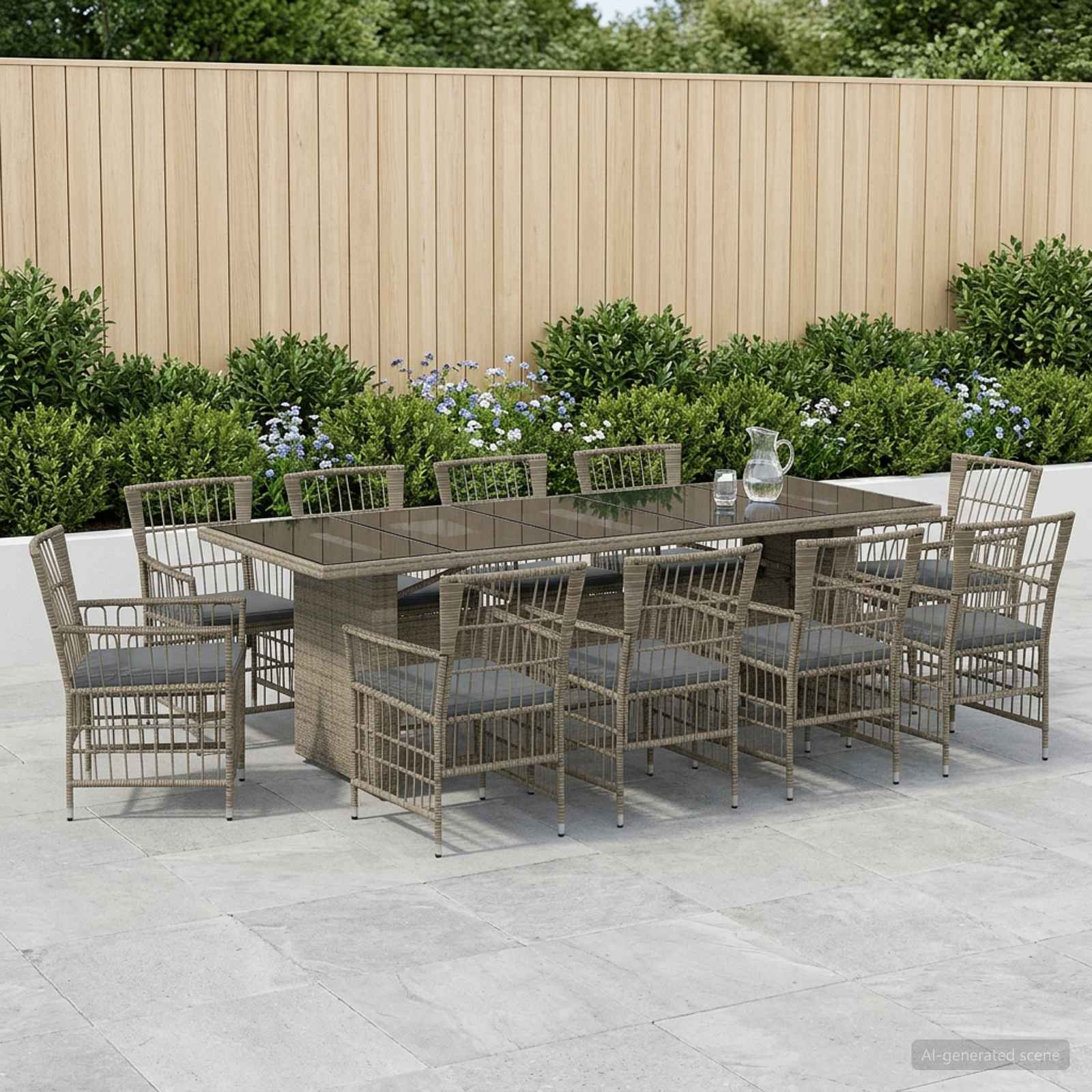 vidaXL Outdoor-Essgruppe 11 stk. Grau Poly-Rattan