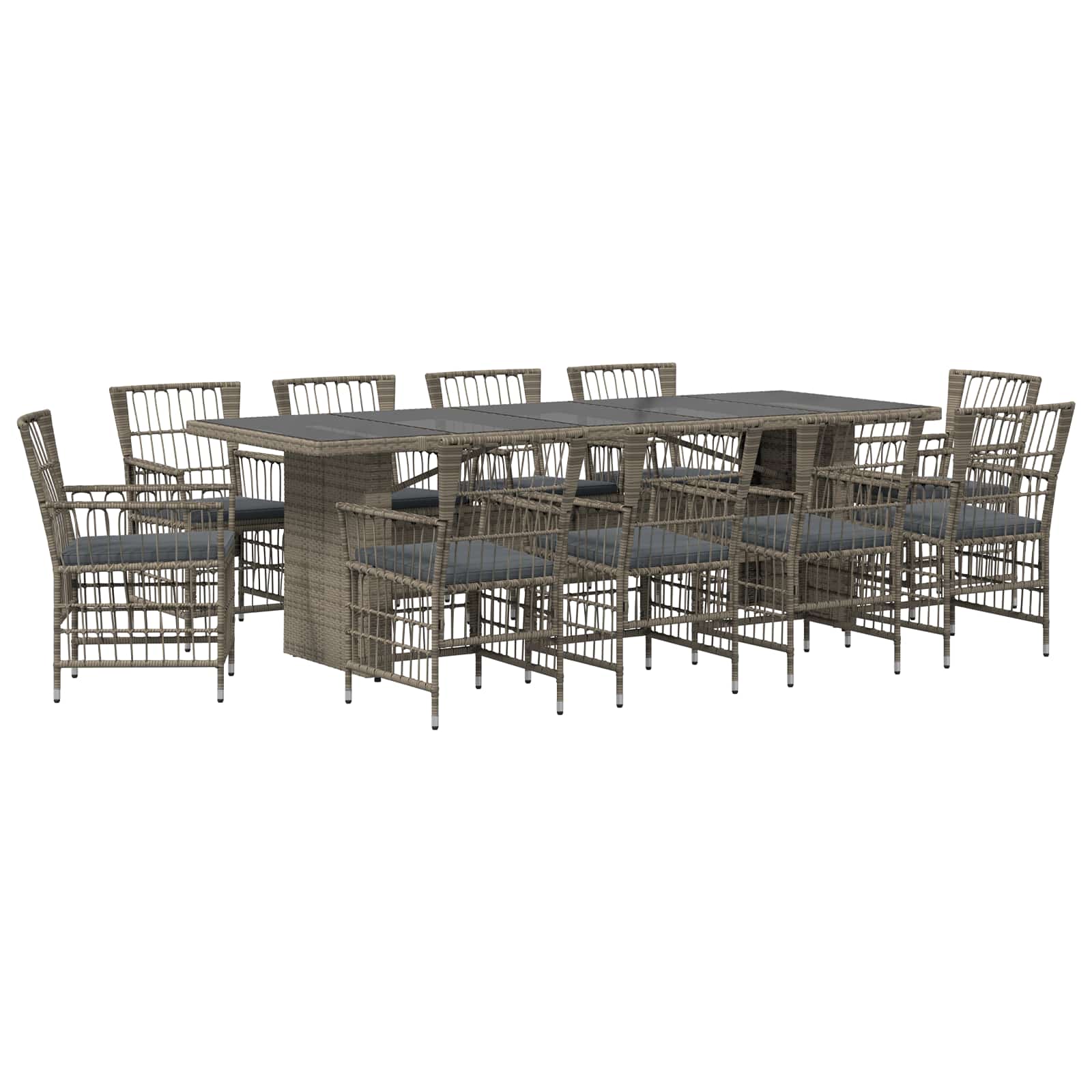 vidaXL Outdoor-Essgruppe 11 stk. Grau Poly-Rattan – Bild 2