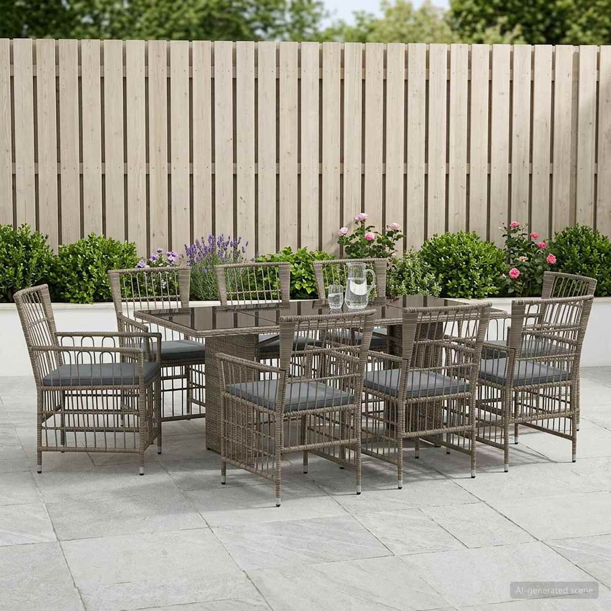 Udendørs spise sæt 9 stk. polyrattan