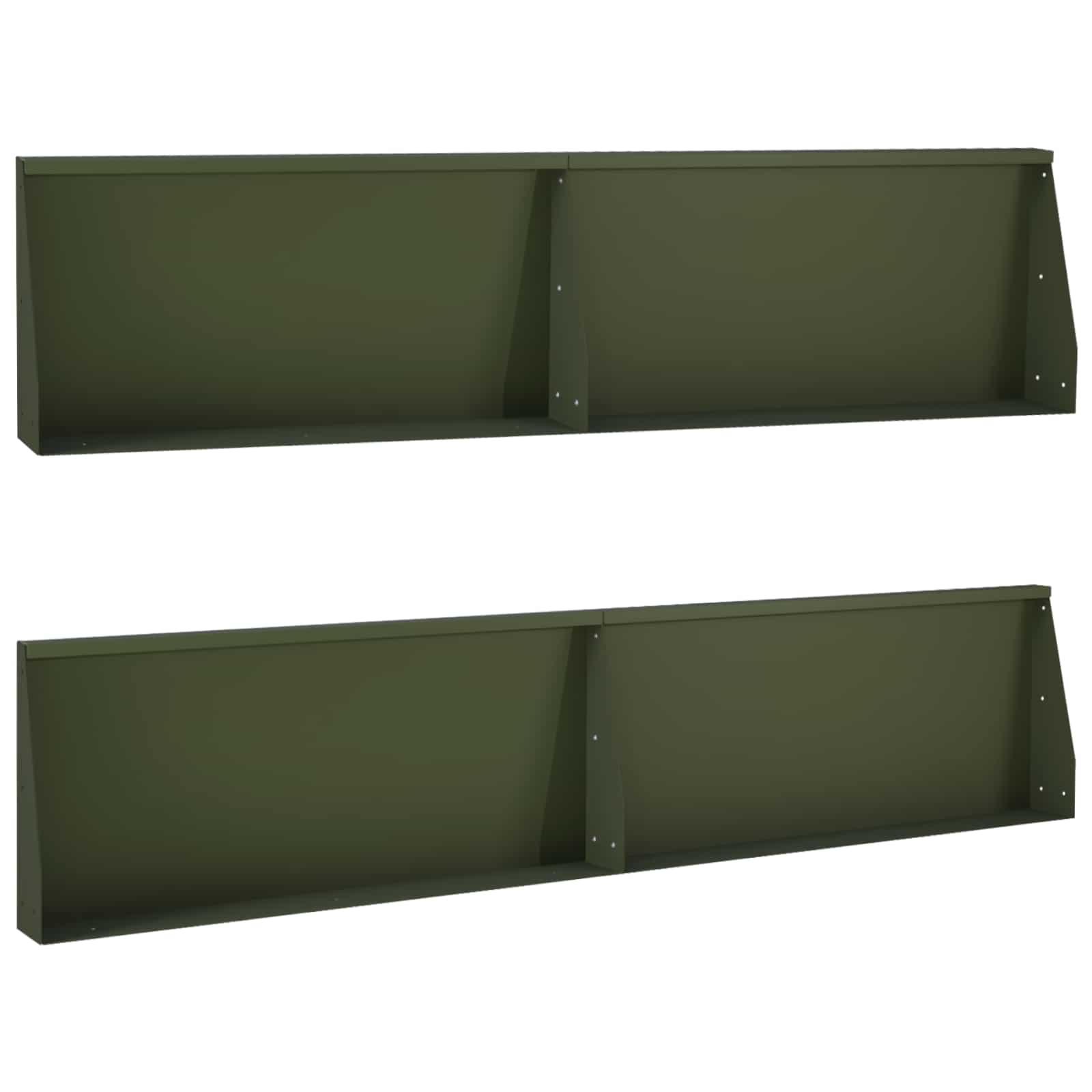 Задържащи стени 4 бр. 100 x 12 x 50 см Стомана Маслиненозелено