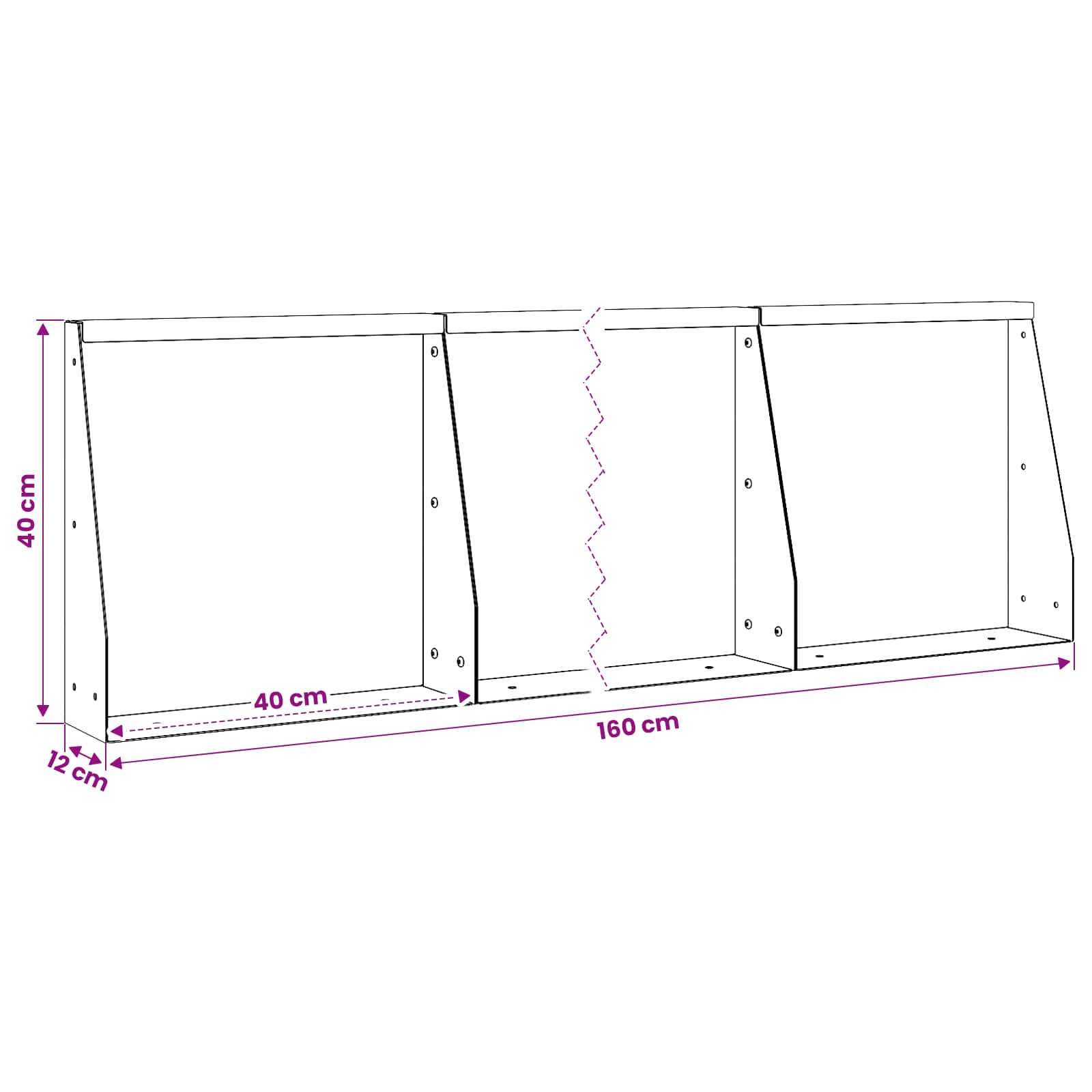 Zadrževanje stene 4 kos 40 x 12 x 40 cm Jeklo Bela