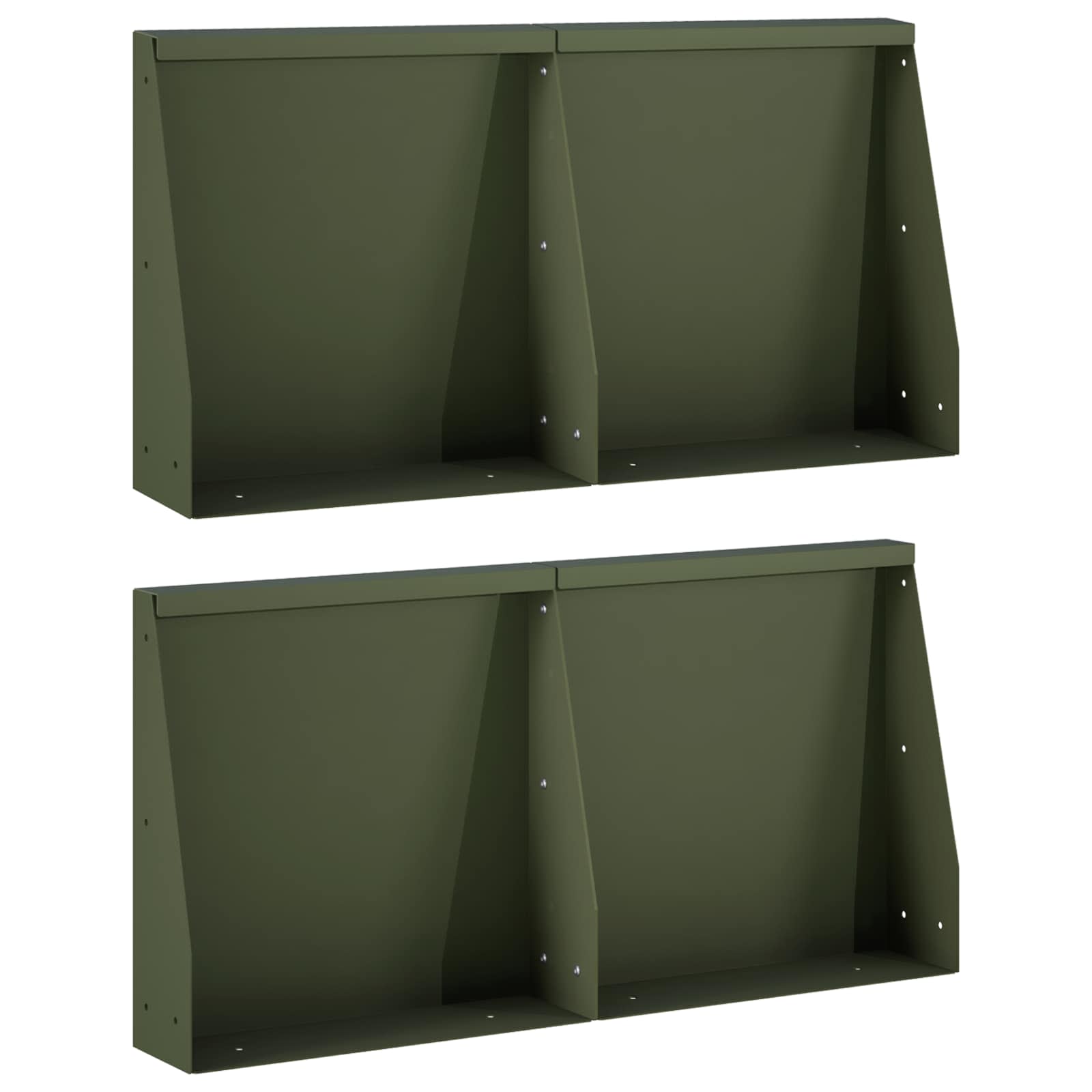 Задържащи стени 4 бр. 40 x 12 x 40 см Стомана Маслиненозелено