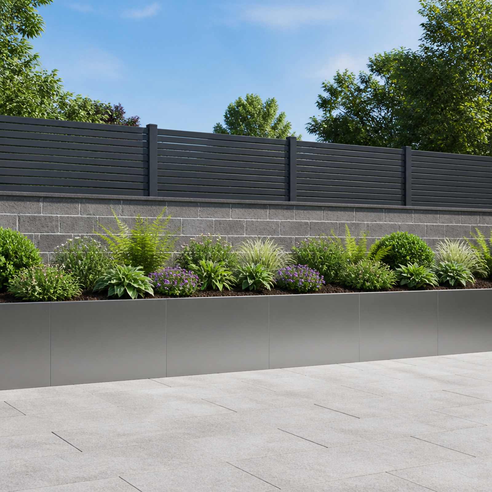 Zadrževanje stene 4 kos 60 x 12 x 40 cm Pocinkano jeklo Srebrna