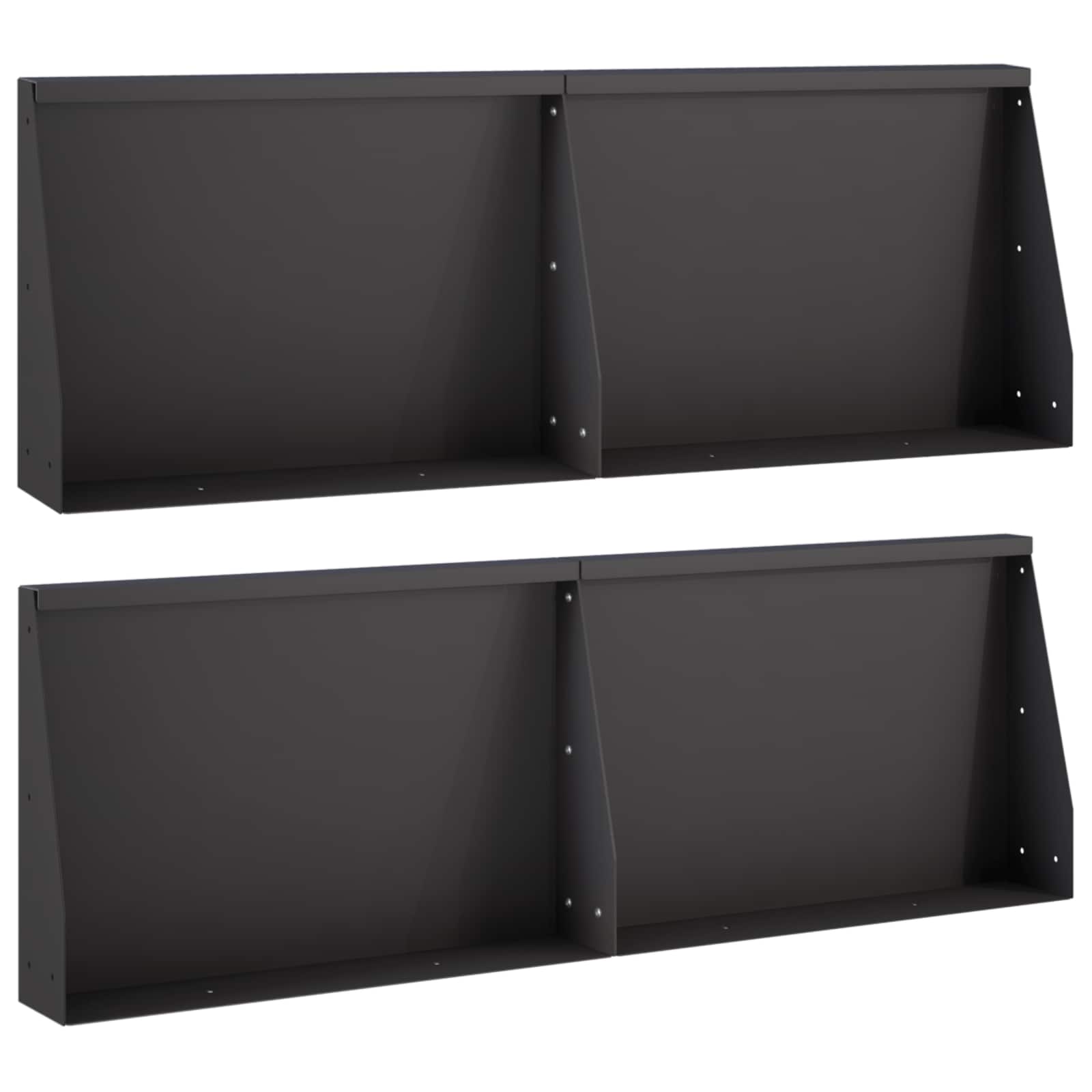 Задържащи стени 4 бр. 60 x 12 x 50 см Стомана Черно