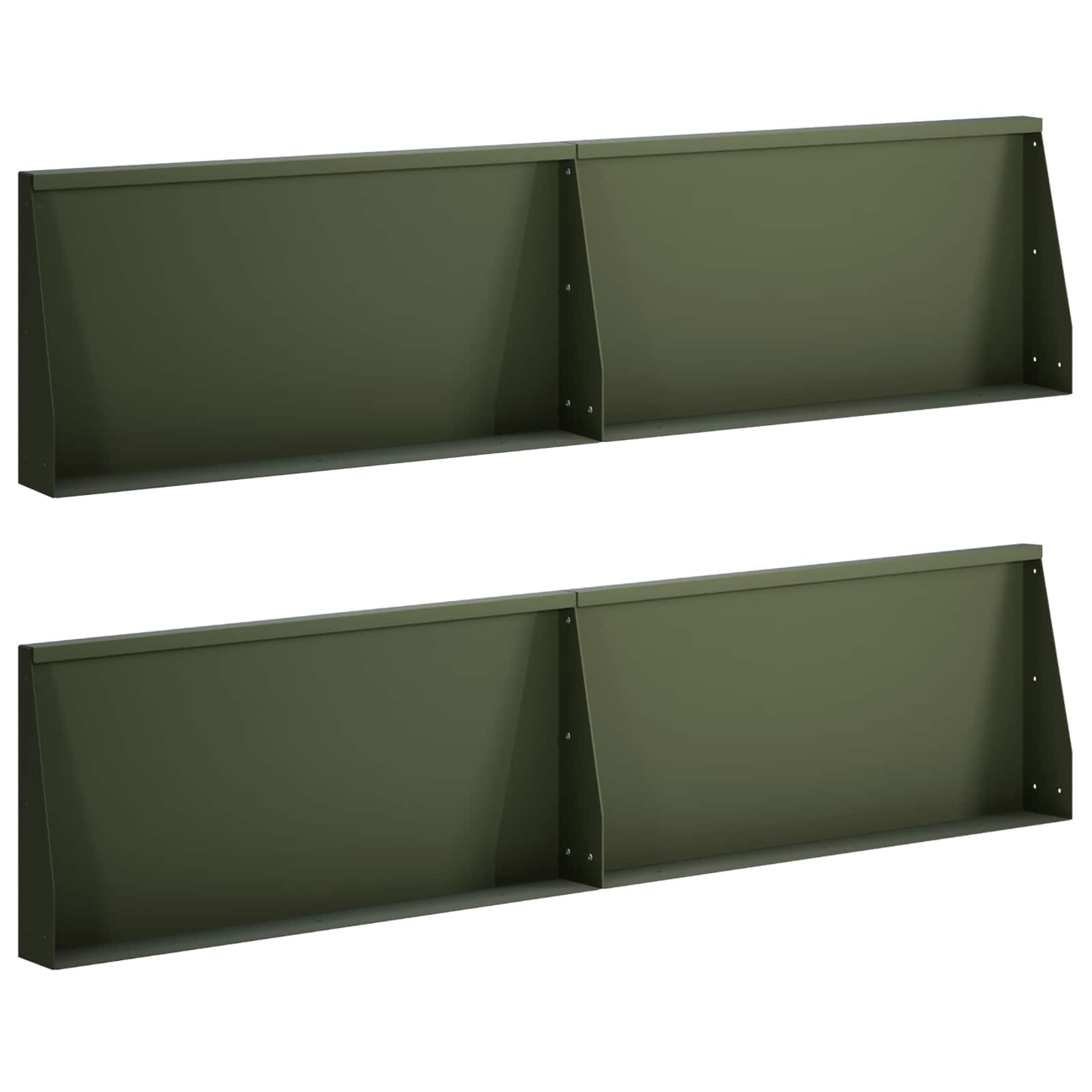 Задържащи стени 4 бр. 80 x 12 x 40 см Стомана Маслиненозелено