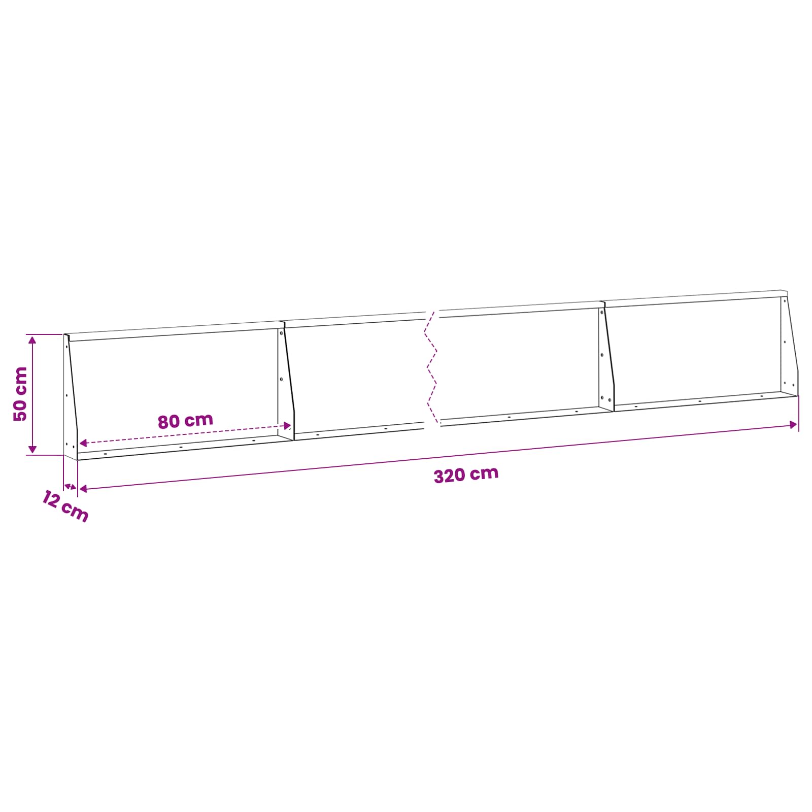 Zadrževanje stene 4 kos 80 x 12 x 50 cm Jeklo Antracit