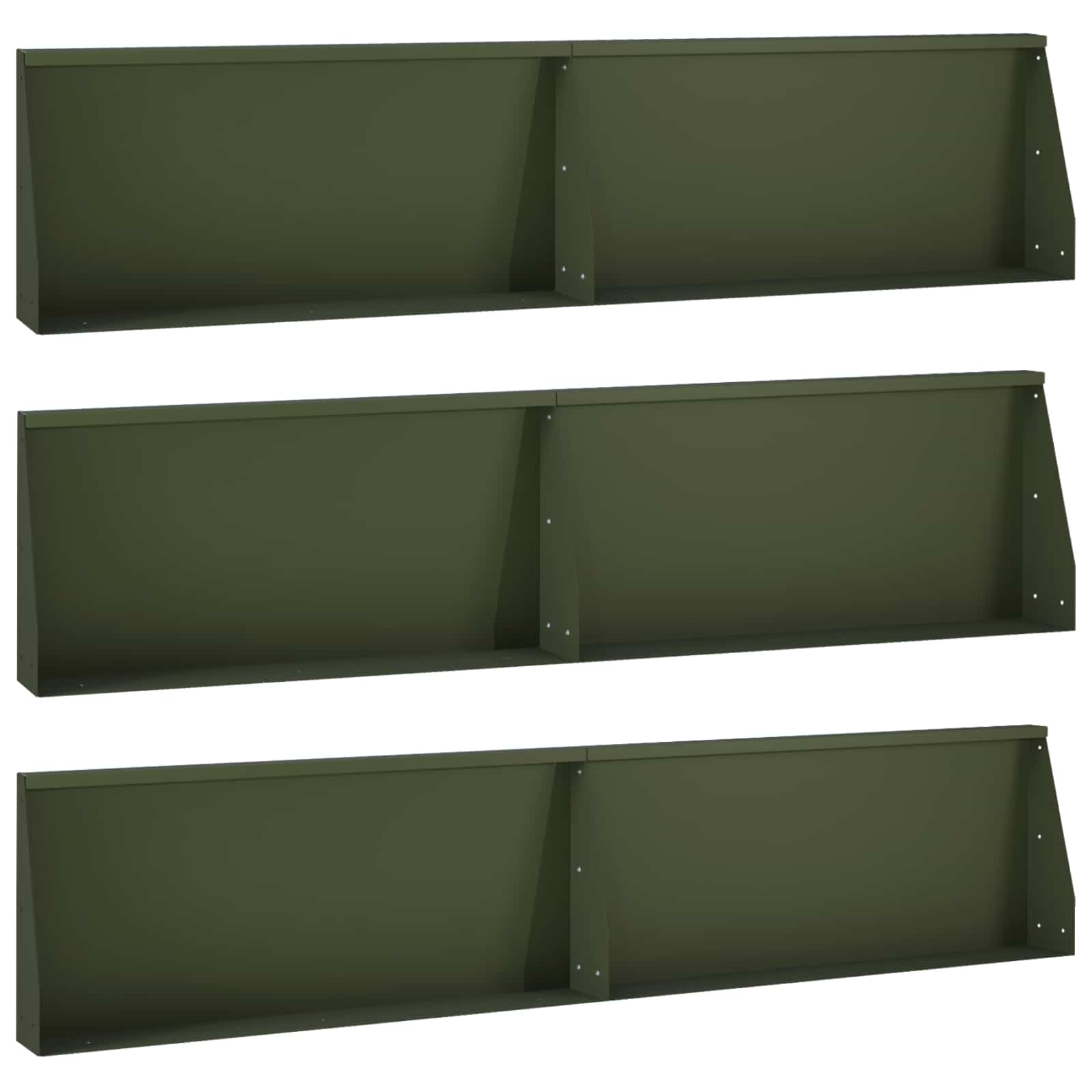 Задържащи стени 6 бр. 100 x 12 x 40 см Стомана Маслиненозелено