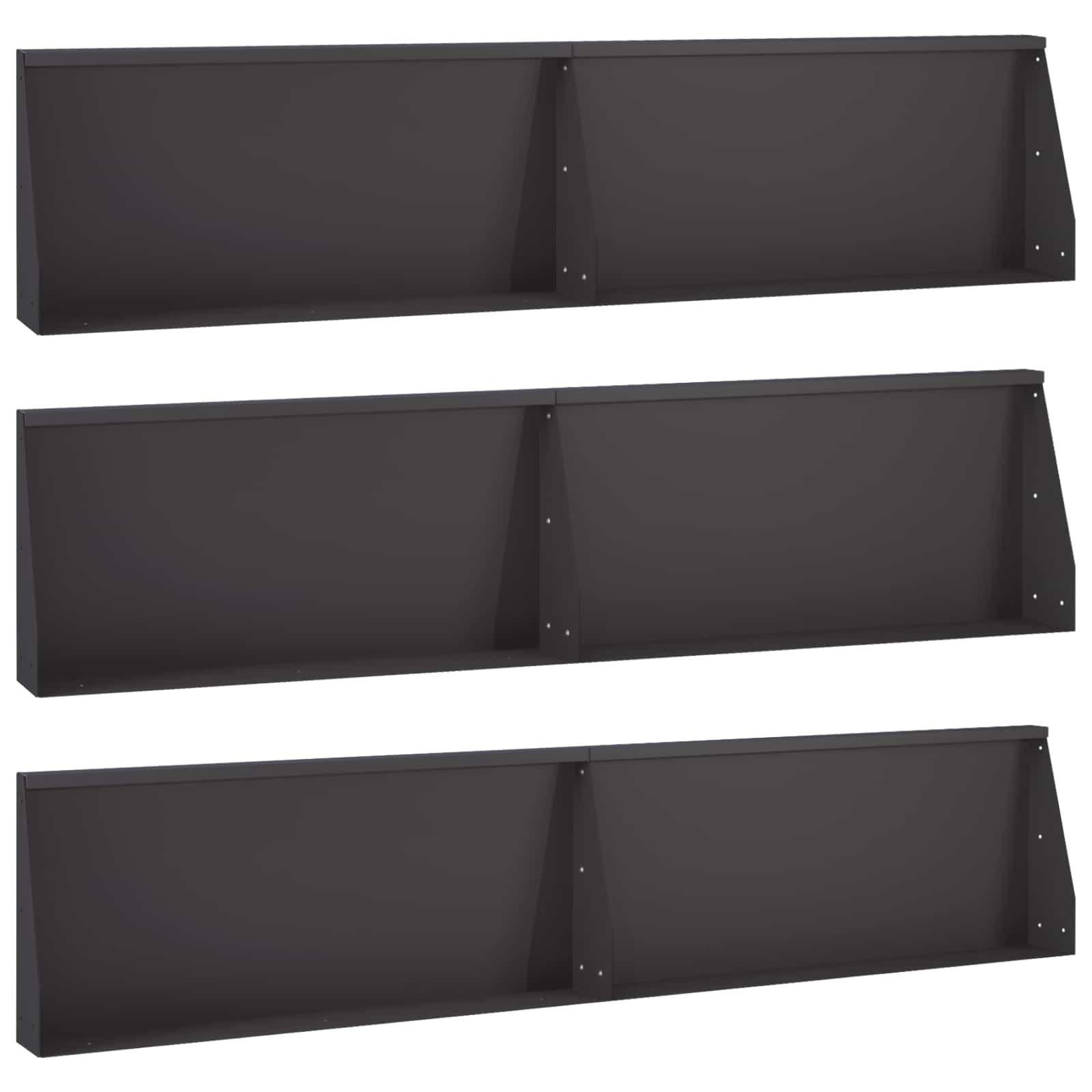 Задържащи стени 6 бр. 100 x 12 x 50 см Стомана Черно