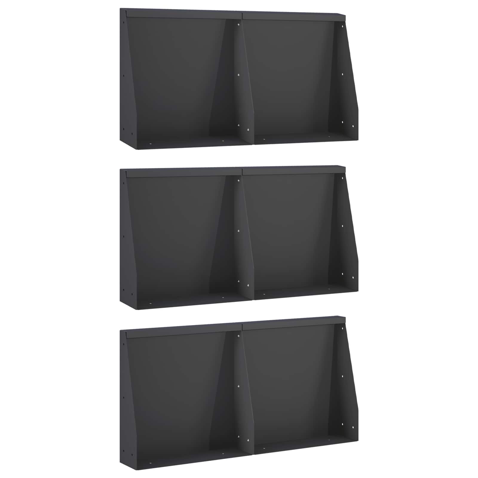 Задържащи стени 6 бр. 40 x 12 x 50 см Стомана Черно