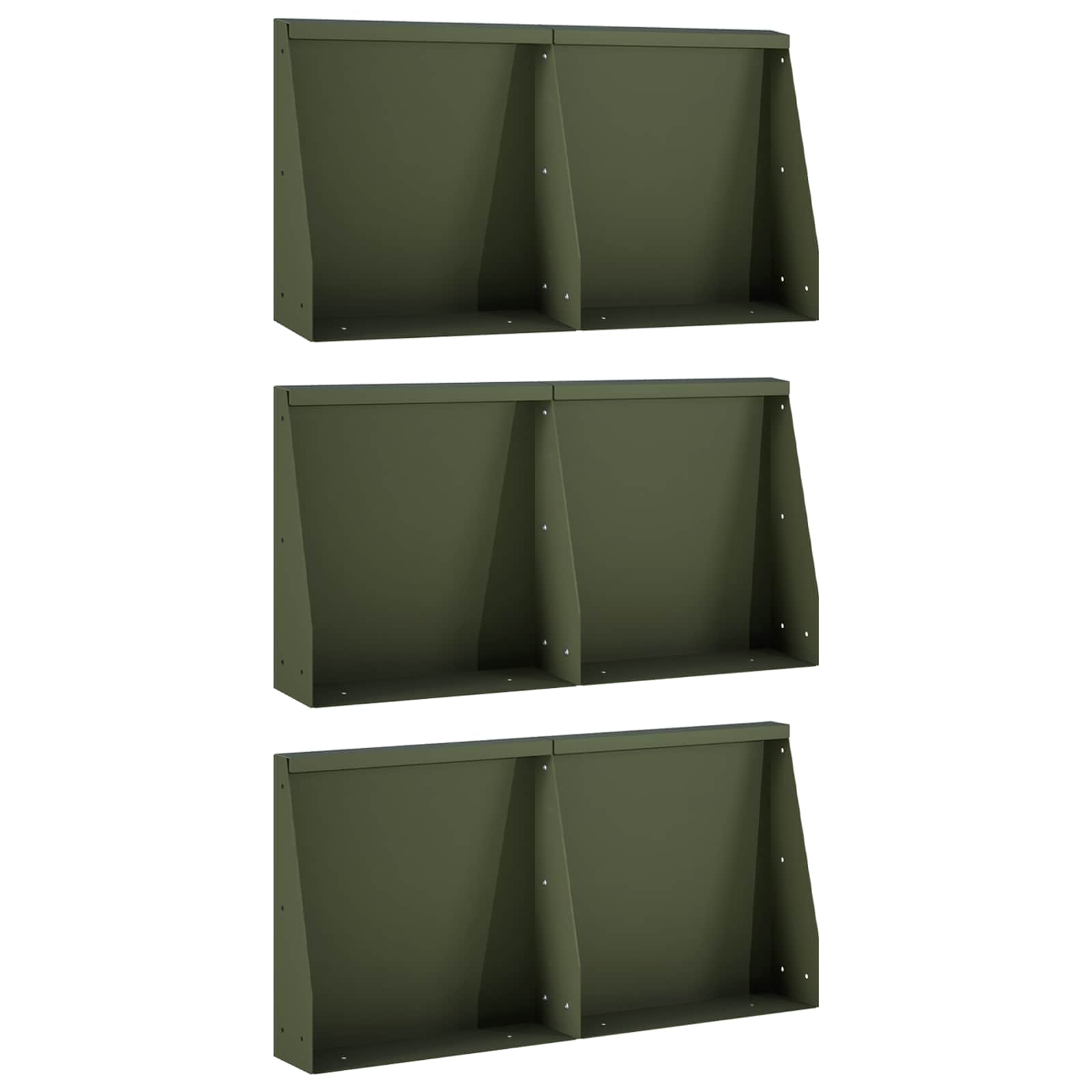 Задържащи стени 6 бр. 40 x 12 x 50 см Стомана Маслиненозелено